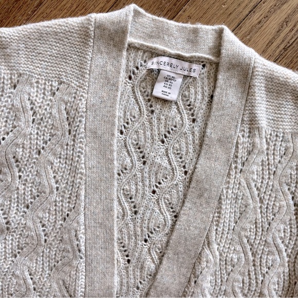 Sincerely Jules Long Cardigan Open Front Cream XS - Picture 3 of 6